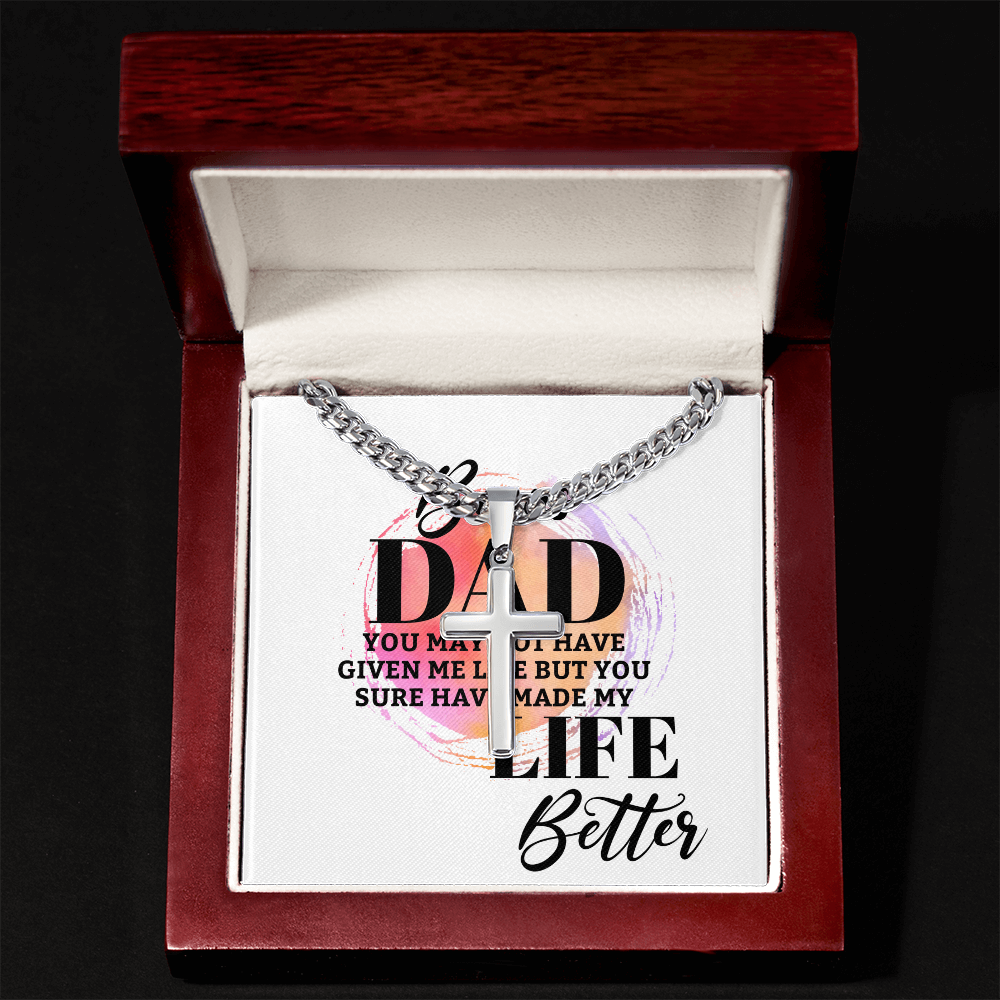 Artisan Cross with Cuban Link Chain: Bonus Dad Life Better