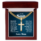 Artisan Cross with Cuban Link Chain:To My Son Love Mom